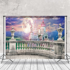 Lofaris Magical Pink Castle Crescent Moon Enchanted Backdrop