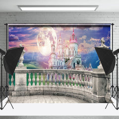 Lofaris Magical Pink Castle Crescent Moon Enchanted Backdrop