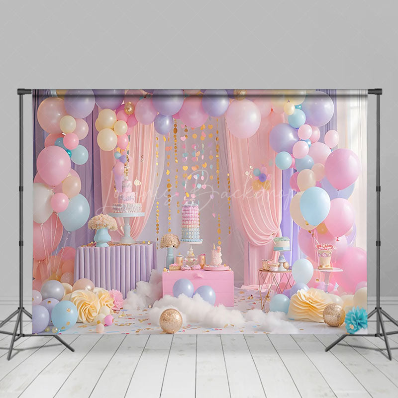 Lofaris Magical Pink Purple Birthday Party Balloons Backdrop