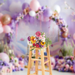 Lofaris Magical Purple Castle Mural Balloon Arch Backdrop