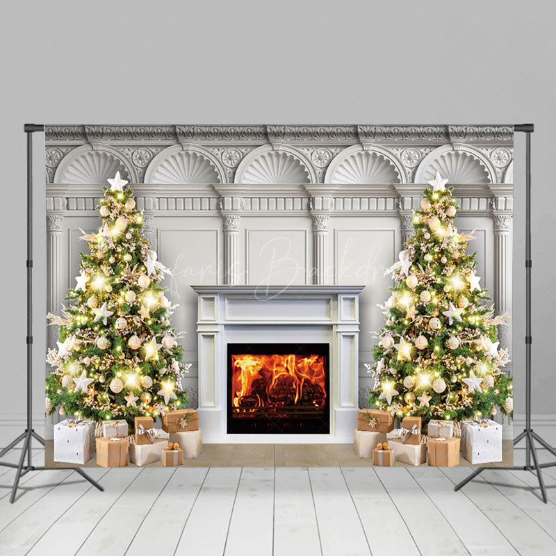 Lofaris Magnificent Wall Tree Fireplace Christmas Backdrop