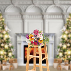 Lofaris Magnificent Wall Tree Fireplace Christmas Backdrop