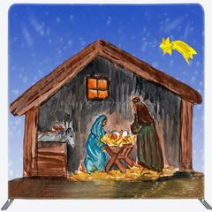 Lofaris Manger Jesus Birth Star Xmas Tension Fabric Backdrop