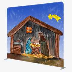 Lofaris Manger Jesus Birth Star Xmas Tension Fabric Backdrop