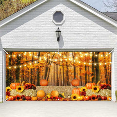 Lofaris Maple Forest Leaves Pumpkin Stack Garage Door Banner