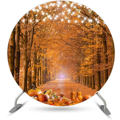 Lofaris Maple Grove Light Strip Pumpkin Round Autumn Backdrop