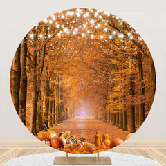 Lofaris Maple Grove Light Strip Pumpkin Round Autumn Backdrop