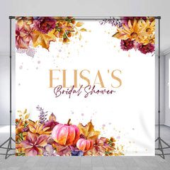 Lofaris Maple Leaf Pumpkin Custom Name Bridal Shower Backdrop