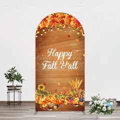 Lofaris Maple Leaves Wooden Happy Fall Yall Arch Backdrop