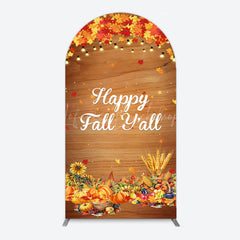 Lofaris Maple Leaves Wooden Happy Fall Yall Arch Backdrop