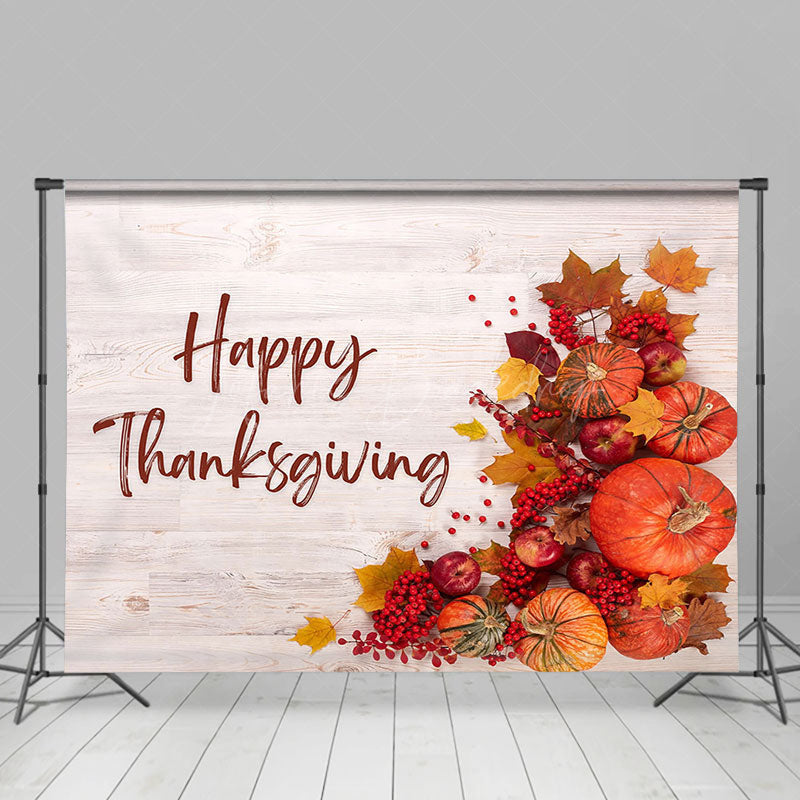 Lofaris Maple Pumpkin Cherry Apple Wood Thanksgiving Backdrop