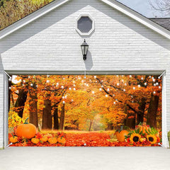 Lofaris Maple Tree Leaves Pumpkins Fall Garage Door Banner