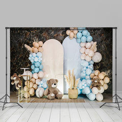 Lofaris Marble Wall Arch Teddy Bear Birthday Party Backdrop