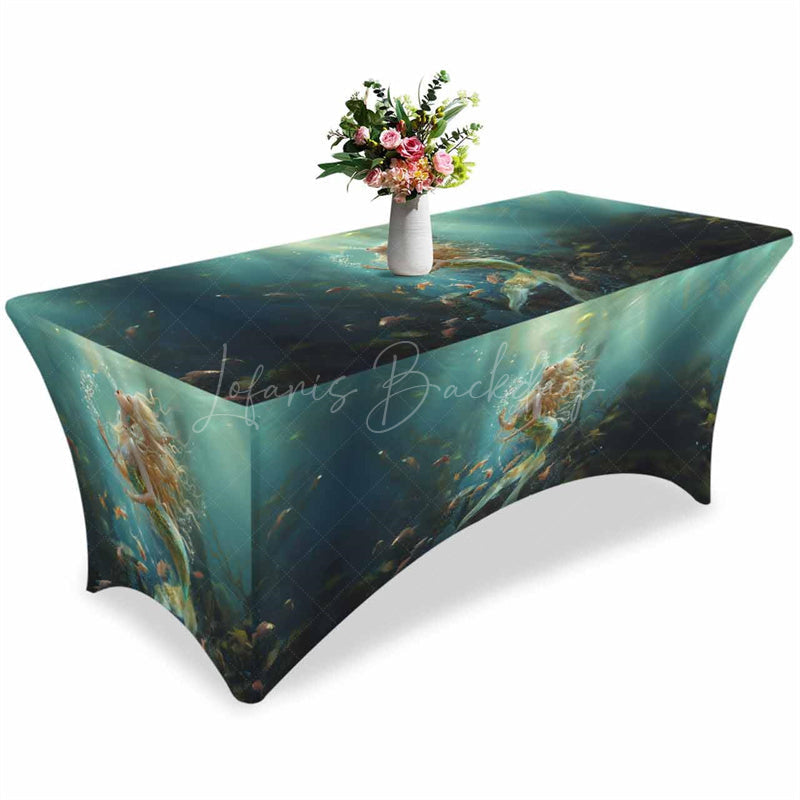 Lofaris Marine Beautiful Mermaid Fish Fitted Stretch Table Cover