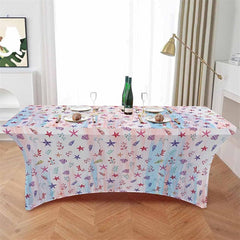 Lofaris Marine Life Leaves Plant Theme Fitted Stretch Table Cover