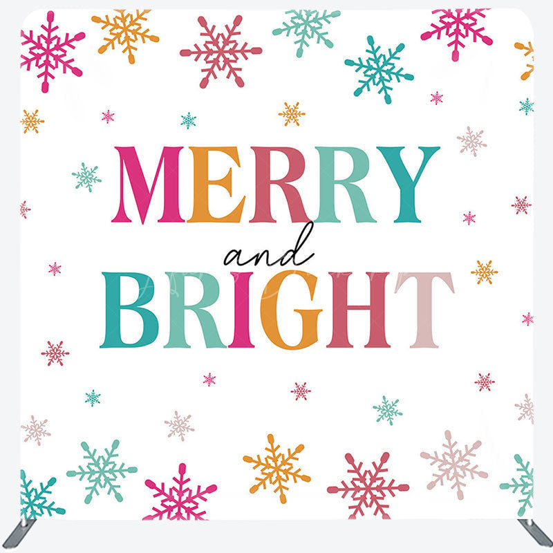 Lofaris Merry And Bright Colorful Snowy Christmas Backdrop