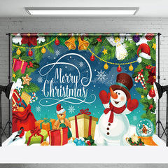 Lofaris Merry Christmas Cartoon Snowman Gift Holiday Backdrop