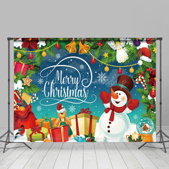 Lofaris Merry Christmas Cartoon Snowman Gift Holiday Backdrop