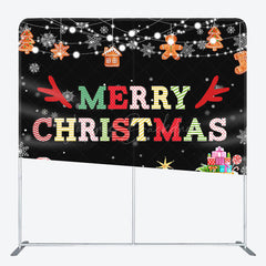 Lofaris Merry Christmas Gingerbread Tension Fabric Backdrop