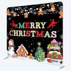 Lofaris Merry Christmas Gingerbread Tension Fabric Backdrop