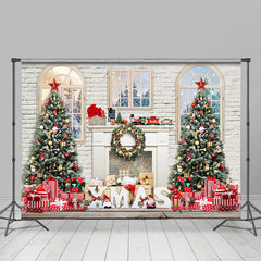 Lofaris Merry Christmas White Wall Holiday Gift Backdrop