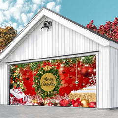 Lofaris Merry Christmas Wreath Tree Red Garage Door Banner