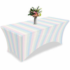 Lofaris Minimalist Color Stripe Geometric Art Stretch Table Cover