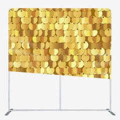 Lofaris Mirror Gold Sequins Party Square Tension Backdrop