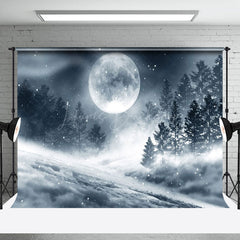 Lofaris Misty Moon Night Forest Snowland Winter Backdrop