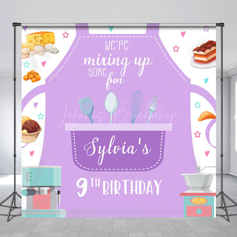 Lofaris Mix Up Some Fun Apron Custom 9th Birthday Backdrop