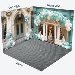 Lofaris Modern Green White Store Balloons Room Set Backdrop