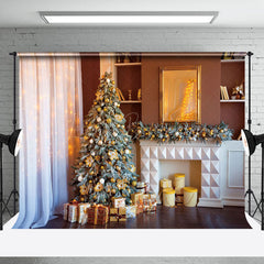 Lofaris Modern Room White Curtain Tree Christmas Backdrop