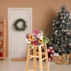 Lofaris Modern White Door Xmas Tree Christmas Vibe Backdrop