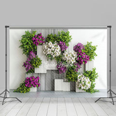 Lofaris Modern White Wall Plant Floral Spring Photo Backdrop