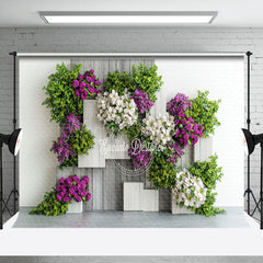 Lofaris Modern White Wall Plant Floral Spring Photo Backdrop