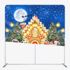 Lofaris Moon Christmas Night Tree Square Arch Fabric Backdrop