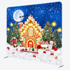 Lofaris Moon Christmas Night Tree Square Arch Fabric Backdrop