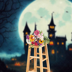 Lofaris Moon Dusky Witch Castle Tree Halloweenn Backdrop