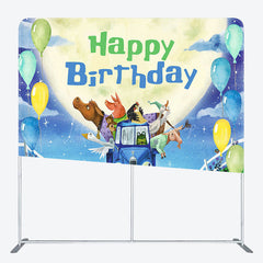 Lofaris Moon Night Blue Truck Birthday Pillow Cover Backdrop