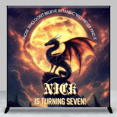 Lofaris Moon Night Dragon Custom Name 7th Birthday Backdrop