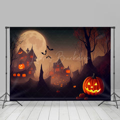 Lofaris Moon Night Foggy Cemetery Castle Halloween Backdrop