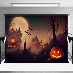 Lofaris Moon Night Foggy Cemetery Castle Halloween Backdrop