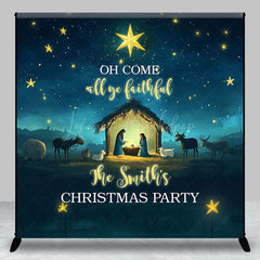 Lofaris Moon Night Nativity Custom Name Christmas Backdrop