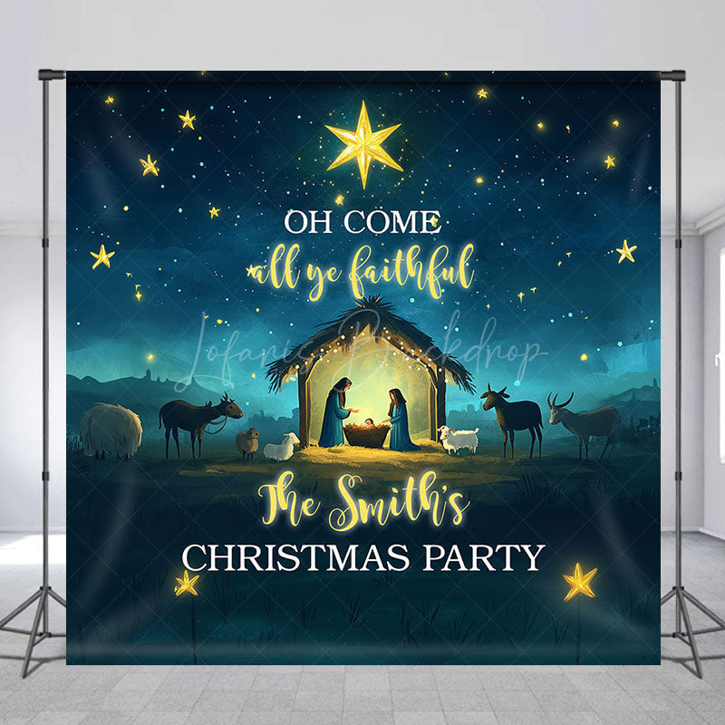 Lofaris Moon Night Nativity Custom Name Christmas Backdrop