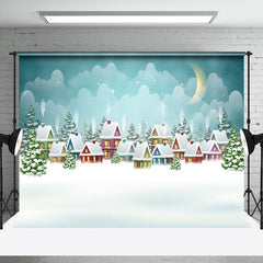 Lofaris Moon Night Winter Quiet Snowy Wild Town Backdrop