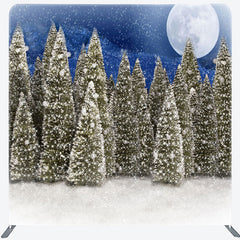 Lofaris Moon Snow Blue Night Christmas Pillow Cover Backdrop