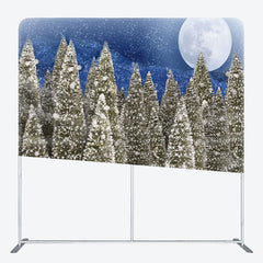 Lofaris Moon Snow Blue Night Christmas Pillow Cover Backdrop