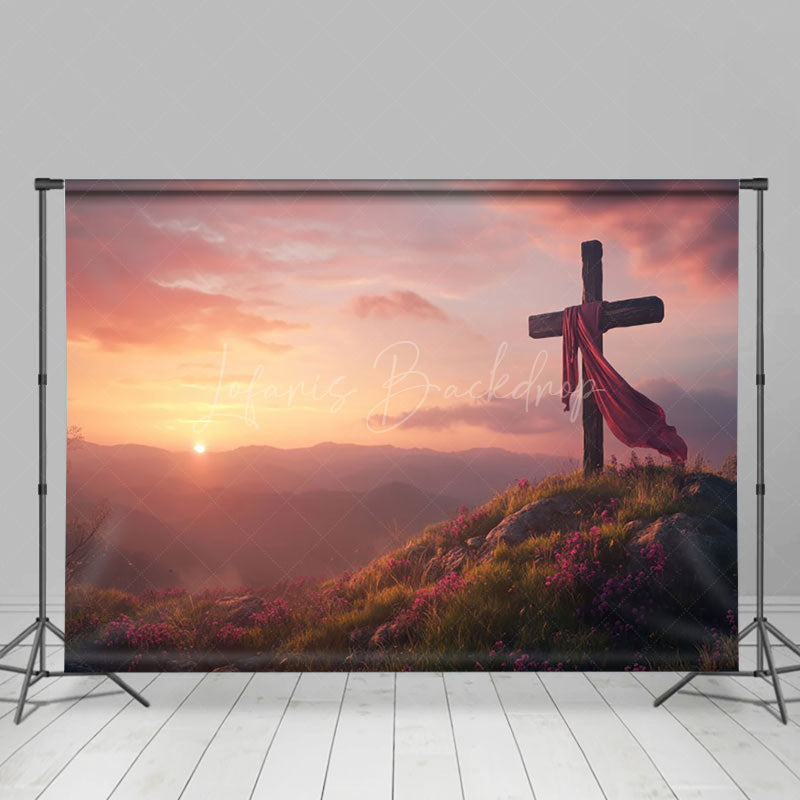 Lofaris Mountain Top Sunrise Rebirth Cross Easter Backdrop