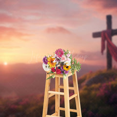 Lofaris Mountain Top Sunrise Rebirth Cross Easter Backdrop