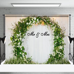 Lofaris Mr. And Mrs. Green Garland Wedding Photo Backdrop